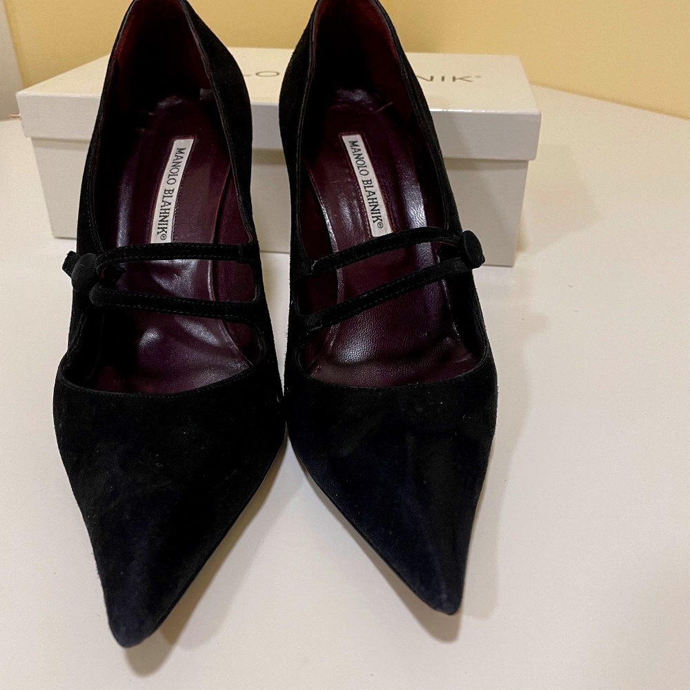 Manolo Blahnik Suede Mary Jane Pump